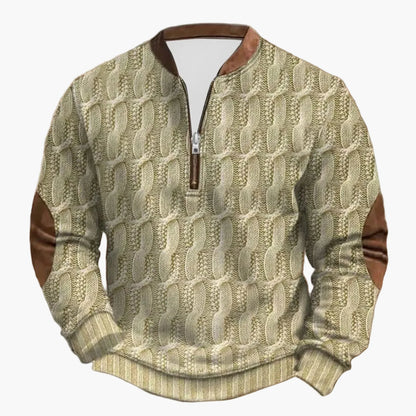 Herren Outdoor Freizeit Pullover mit Stehkragen und Reißverschluss – Modischer Strick-Look für Alltag & Freizeit