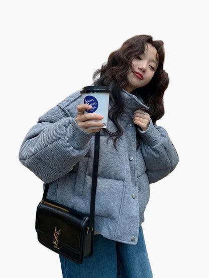 Damen Kurzjacke im Oversize-Stil für Alltag und Freizeit – Modische Winterjacke