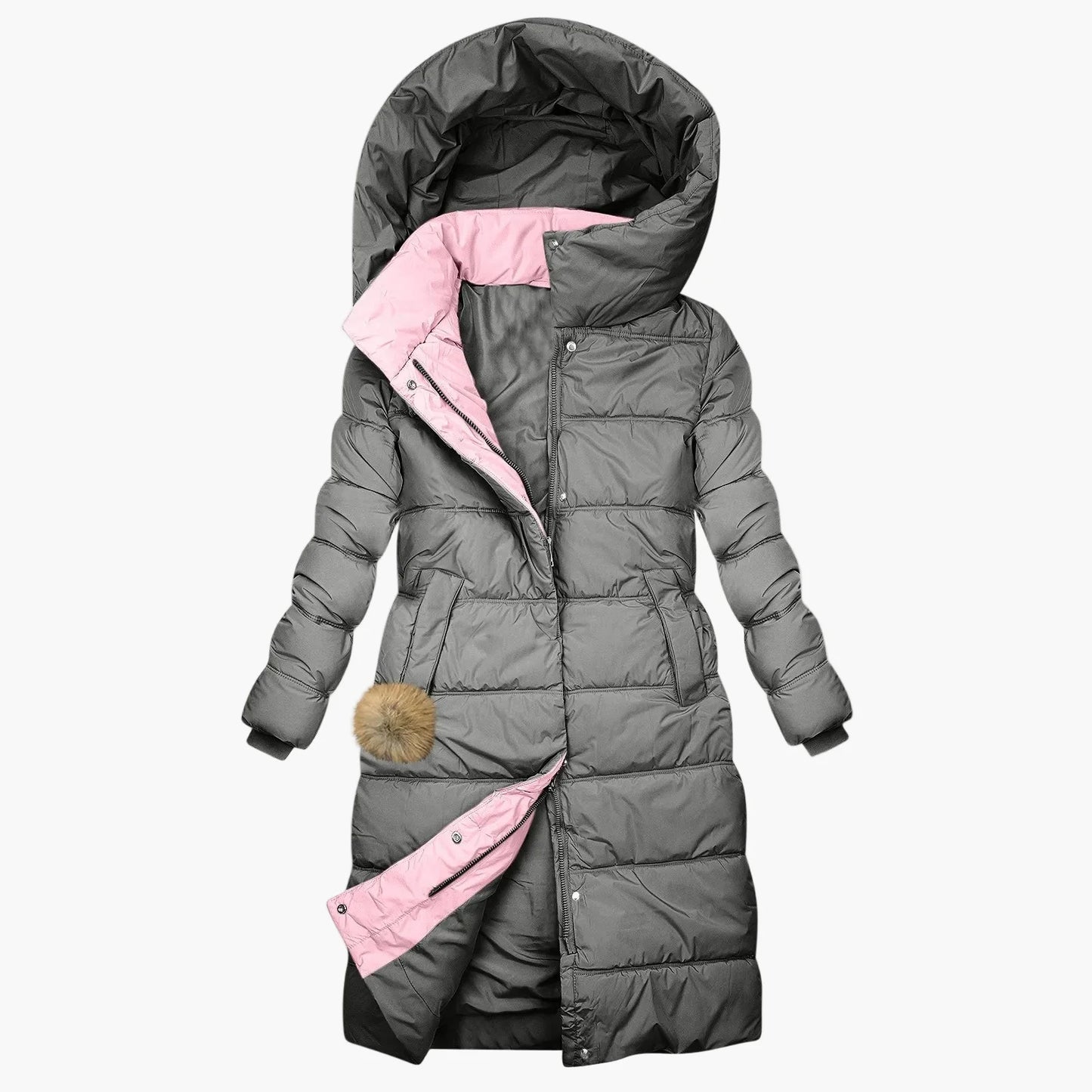 Damen Winter Steppmantel Lang mit Kapuze – Eleganter Outdoor Wintermantel für Alltag und Freizeit