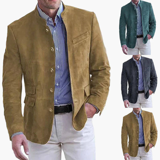 Herren Freizeit Sakko – Moderner Stehkragen Blazer für Business & Alltag