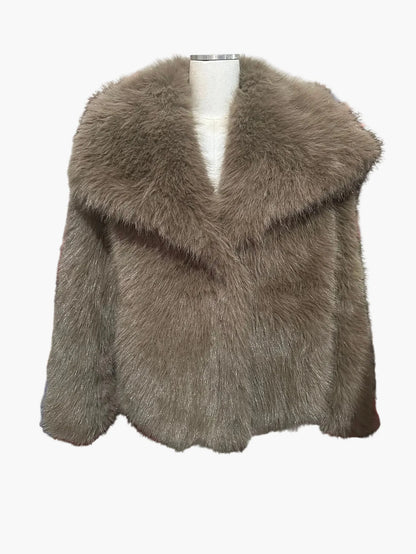 Damen Luxus Faux Fur Jacke – Eleganter Herbst Winter Look für besondere Anlässe