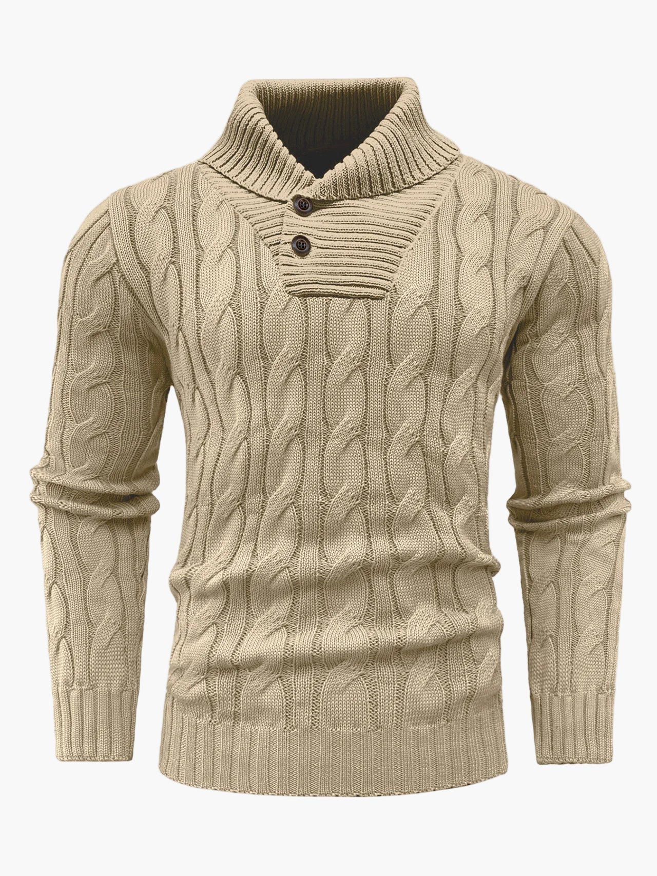 Herren Pullover mit Zopfmuster und Schalkragen – Modischer Strickpullover für Freizeit und Büro