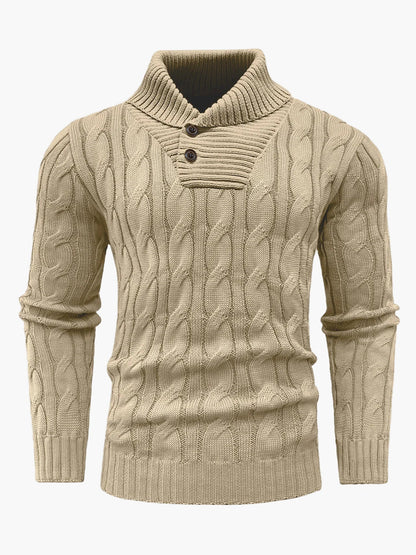 Herren Pullover mit Zopfmuster und Schalkragen – Modischer Strickpullover für Freizeit und Büro