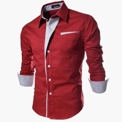 Herren Business Freizeit Hemd Slim Fit Modern Langarmshirt – Eleganter Stil für Büro und Alltag