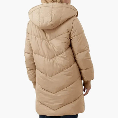 Damen Winter Steppmantel mit Kapuze, Langer Puffer-Jacke, Alltag & Freizeit