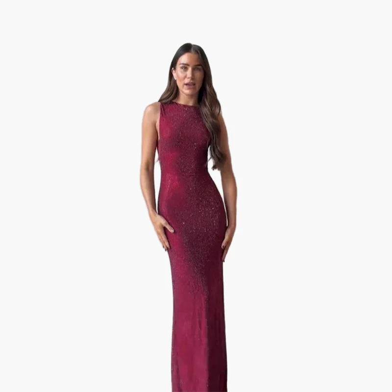 Damen Abendkleid Elegant Figurbetont Glitzernd Bodenlang – Perfekt für festliche Anlässe