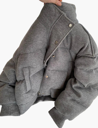 Damen Kurzjacke im Oversize-Stil für Alltag und Freizeit – Modische Winterjacke