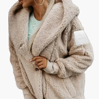 Damen Kuschelige Oversize Teddyjacke mit Kapuze – Trendiger Wintermantel für Alltag und Freizeit
