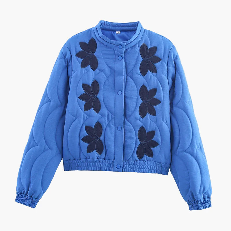 Damen Steppjacke mit Blumenmuster – Modische Übergangsjacke im Boho-Stil für Alltag und Freizeit