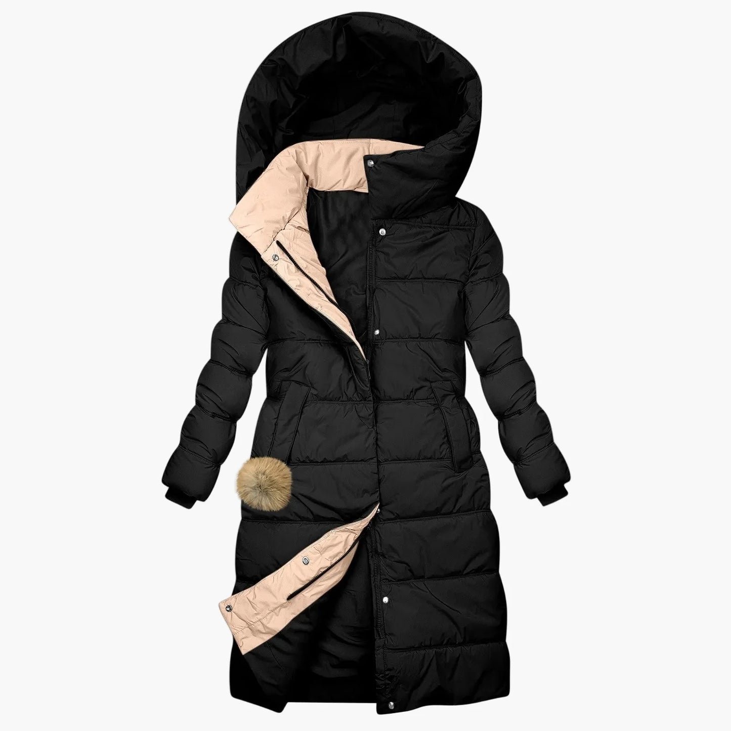 Damen Winter Steppmantel Lang mit Kapuze – Eleganter Outdoor Wintermantel für Alltag und Freizeit