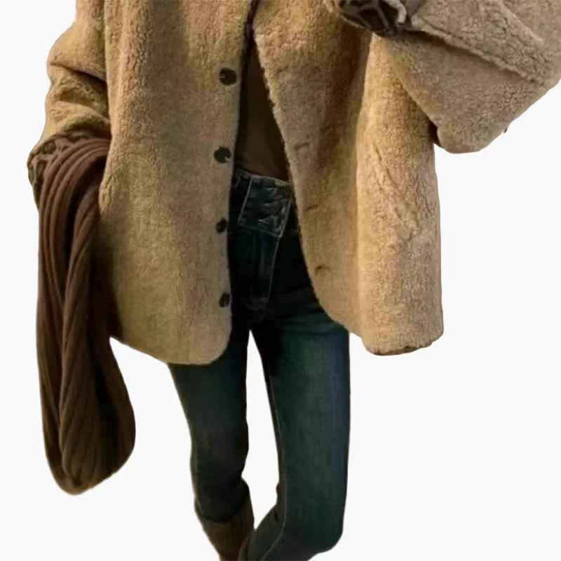 Damen Oversize Casual Jacke mit Knopfleiste – Trendiger Herbst-Winter Look