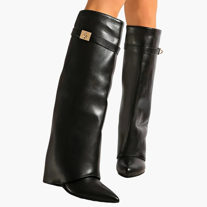 Damen Slouchy Stiefel mit Spitze und flacher Sohle – Modische Statement-Stiefel für Alltag und Ausgehen