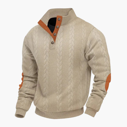 Herren Strickpullover mit Stehkragen und Knopfleiste – Modischer Freizeitpullover für Herbst und Winter