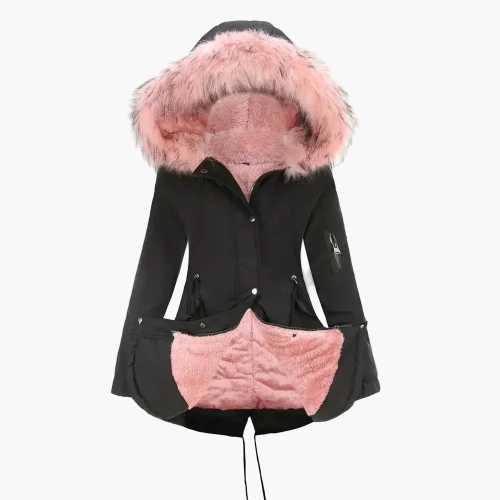Damen Winter Parka mit Kapuze und Kunstfell – Modischer Mantel für kalte Tage