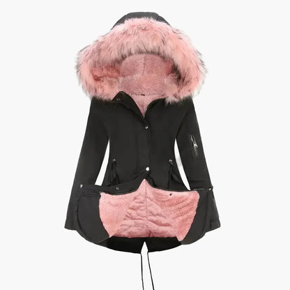 Damen Winter Parka mit Kapuze und Kunstfell – Modischer Mantel für kalte Tage