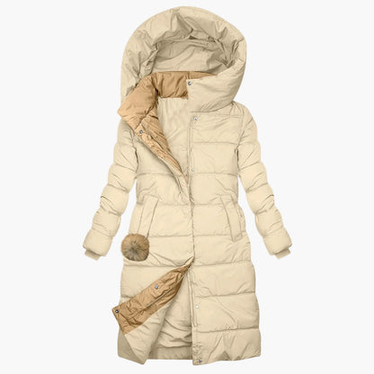 Damen Winter Steppmantel Lang mit Kapuze – Eleganter Outdoor Wintermantel für Alltag und Freizeit
