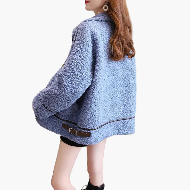 Damen Teddyfell Übergangsjacke – Modischer Freizeit-Look für Herbst & Winter