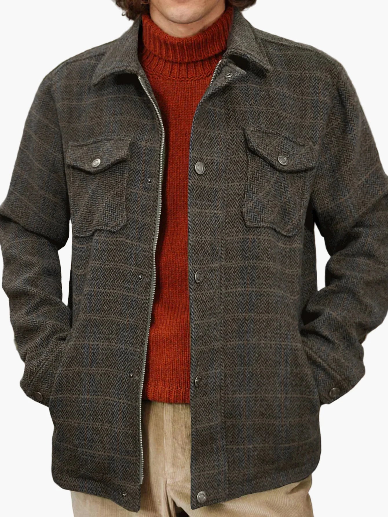 Herren Freizeithemdjacke im klassischen Karomuster – Stilvolle Übergangsjacke für Alltag und Freizeit