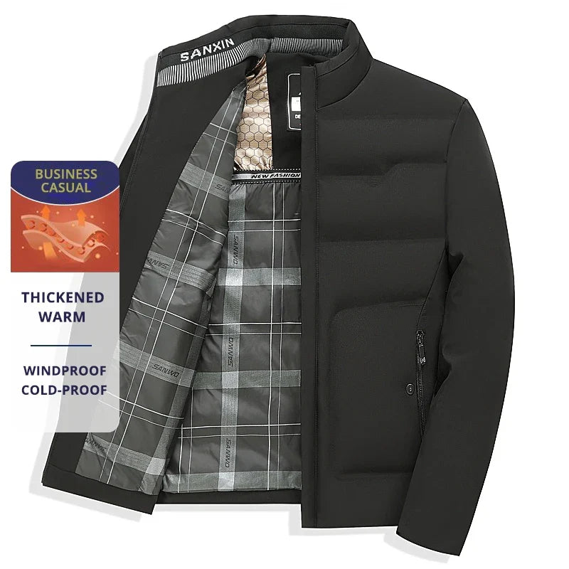 Herren Business Casual Steppjacke – Winddicht, Kälteschutz, Verdickt, Ideal für Herbst & Winter
