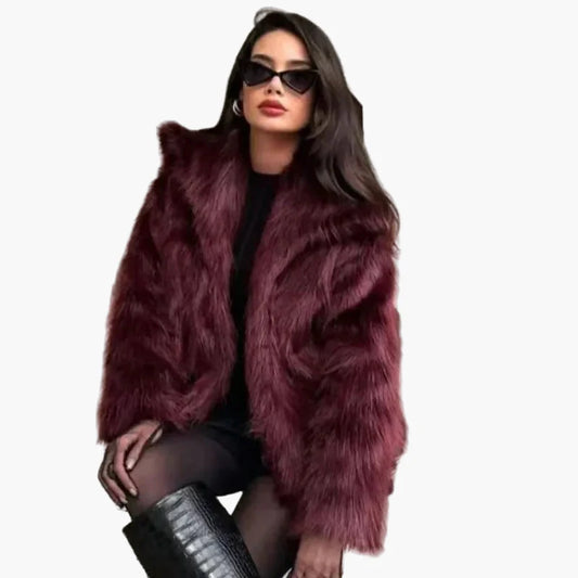 Damen Luxus Faux Fur Jacke – Eleganter Herbst Winter Look für besondere Anlässe