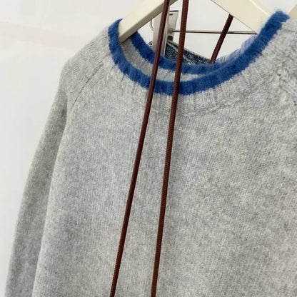 Damen Pullover im lässigen Stil mit Kontrast-Details und Rundhalsausschnitt – Perfekt für den Alltag