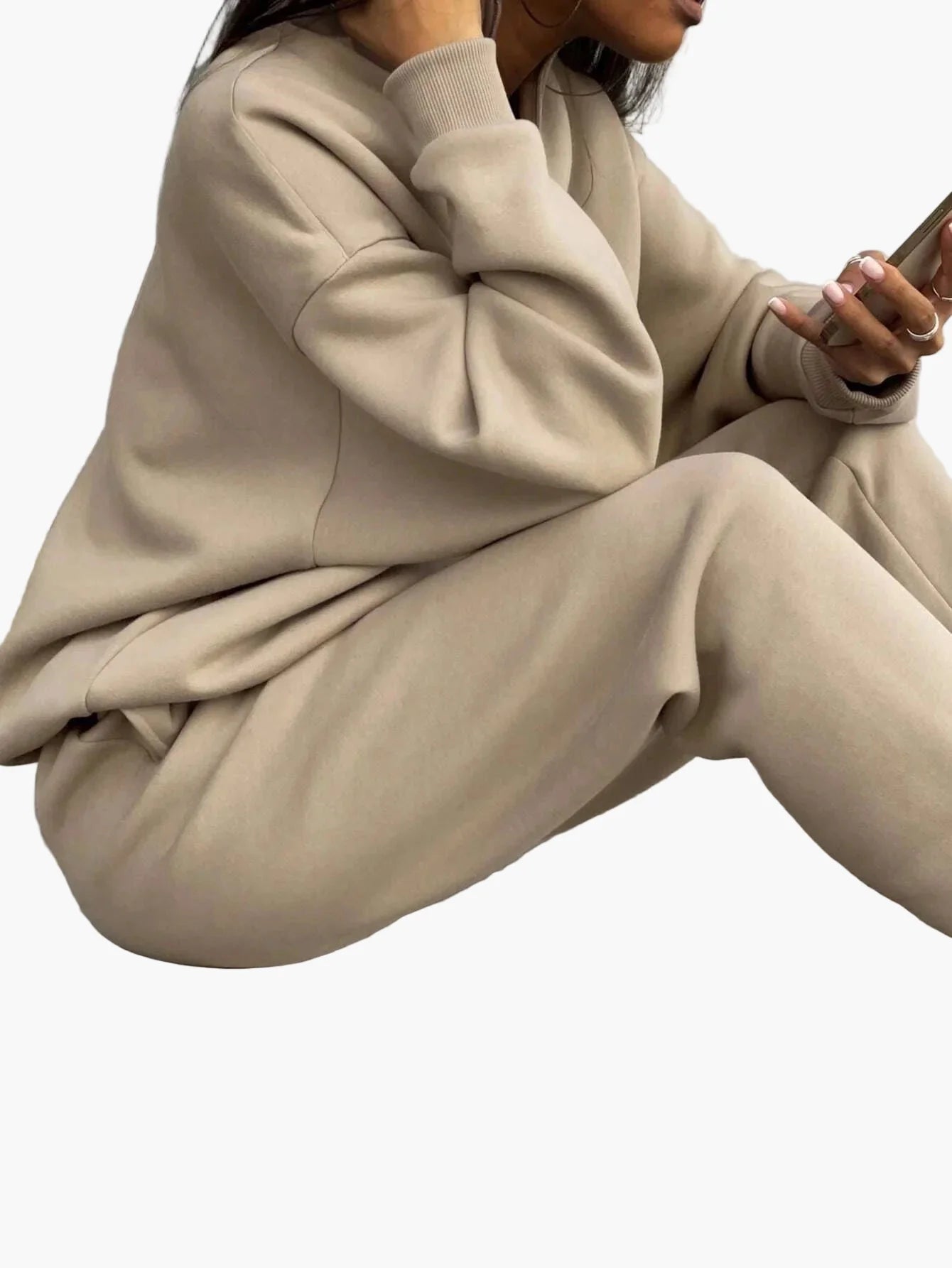 Damen Freizeit Zweiteiler Set mit Reißverschluss – Bequemer Lounge- und Trainingsanzug