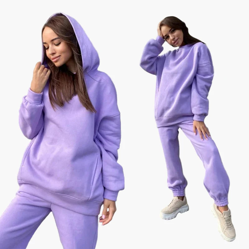 Damen Oversize Freizeit Jogginganzug Set – Hoodie & Jogginghose, Lässig & Bequem für Alltag und Sport