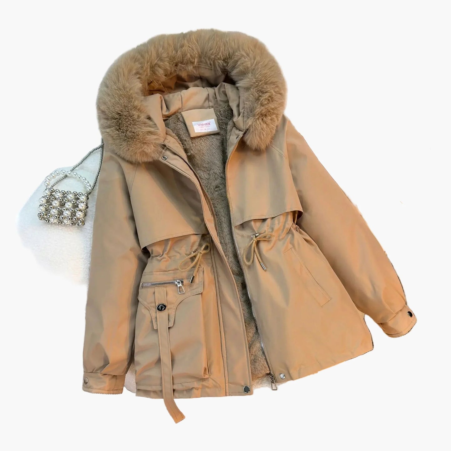 Damen Winterjacke mit Kapuze und Kunstfellkragen – Modischer Parka für Alltag & Outdoor