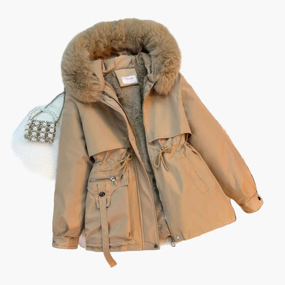 Damen Winterjacke mit Kapuze und Kunstfellkragen – Modischer Parka für Alltag & Outdoor