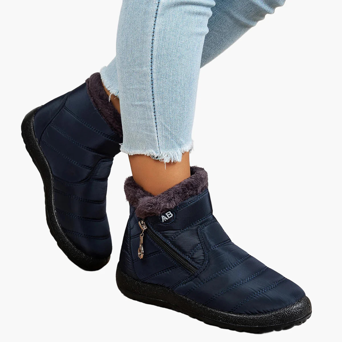 Damen Winterstiefeletten mit Reißverschluss – Bequeme warme Outdoor-Boots für kalte Tage