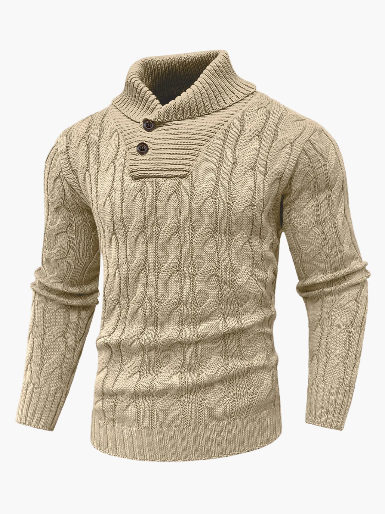 Herren Pullover mit Zopfmuster und Schalkragen – Modischer Strickpullover für Freizeit und Büro
