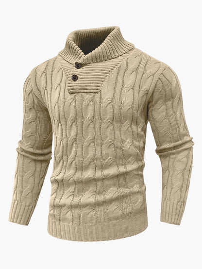 Herren Pullover mit Zopfmuster und Schalkragen – Modischer Strickpullover für Freizeit und Büro