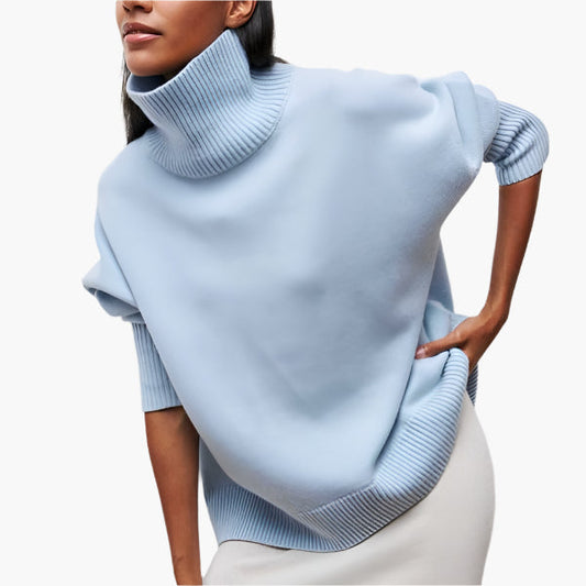 Damen Pullover mit Stehkragen und Voluminösen Ärmeln – Eleganter Stil für Alltag und Büro