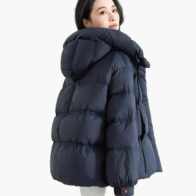 Damen Winter Oversize Steppjacke mit Kapuze, modisch & warm für Alltag und Freizeit