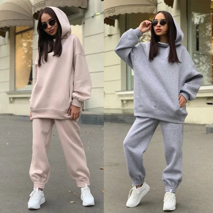 Damen Oversize Freizeit Jogginganzug Set – Hoodie & Jogginghose, Lässig & Bequem für Alltag und Sport