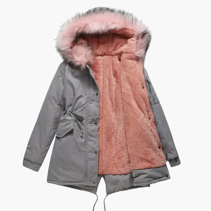 Damen Winter Parka mit Kapuze und Kunstfell – Modischer Mantel für kalte Tage