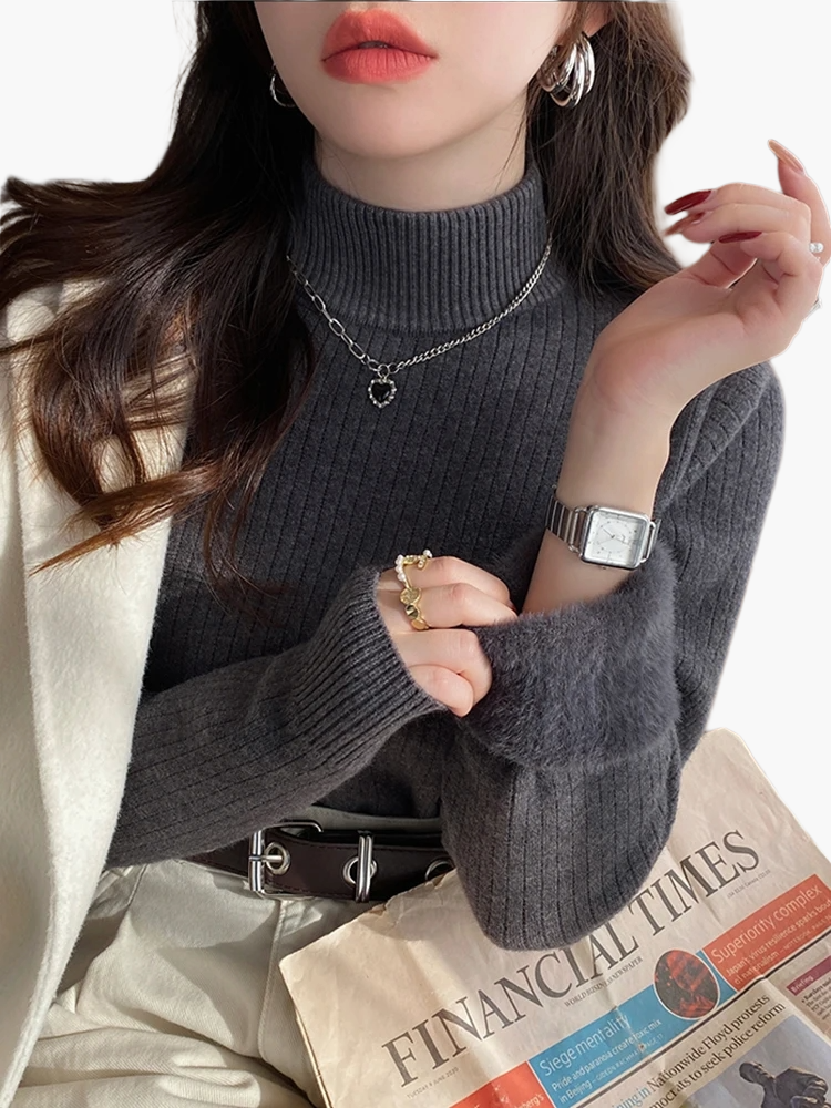 Damen Rollkragenpullover Elegant Strick Slim Fit für Alltag und Büro