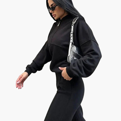 Damen Oversize Trainingsanzug Zweiteiler Freizeit Set mit weiter Hose und Jacke – Modernes Streetwear Outfit