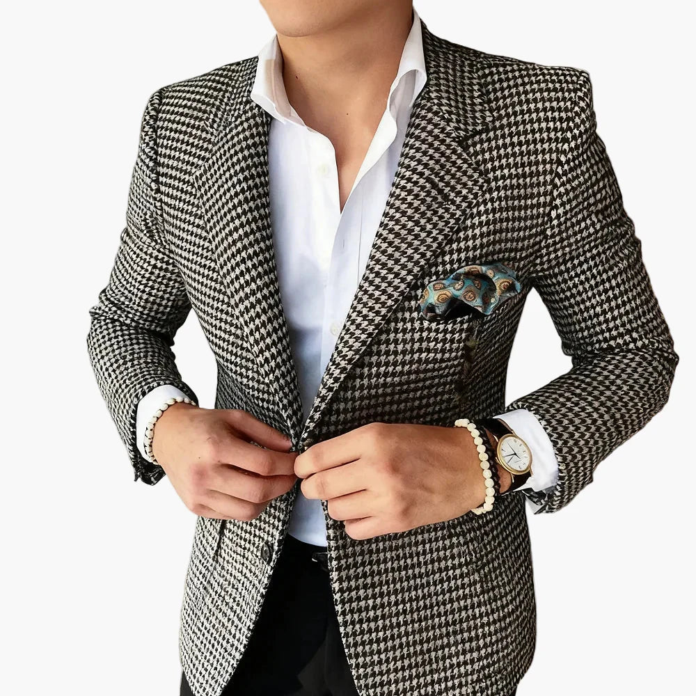 Herren Hahnentritt Sakko – Eleganter Business & Freizeit Blazer im Vintage-Stil