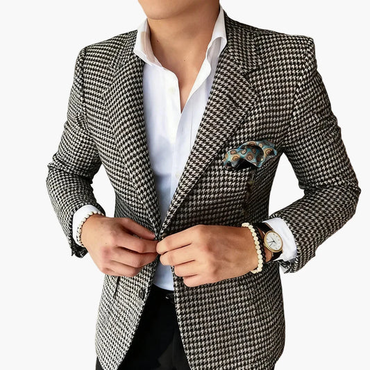 Herren Hahnentritt Sakko – Eleganter Business & Freizeit Blazer im Vintage-Stil