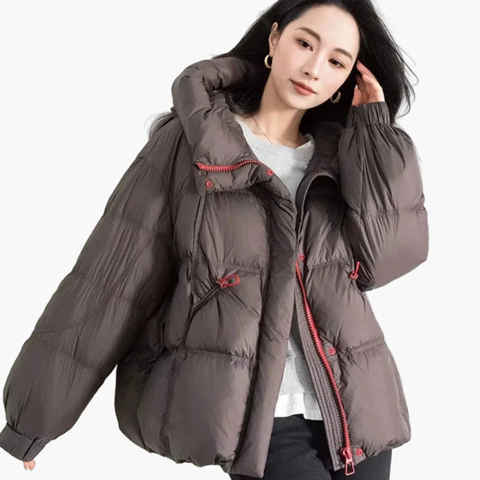 Damen Winter Oversize Steppjacke mit Kapuze, modisch & warm für Alltag und Freizeit