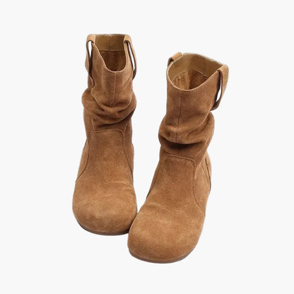 Damen Freizeit Stiefeletten Schlupfstiefel Vintage Look Komfort