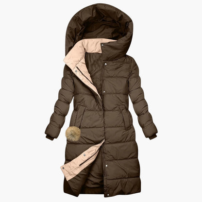 Damen Winter Steppmantel Lang mit Kapuze – Eleganter Outdoor Wintermantel für Alltag und Freizeit