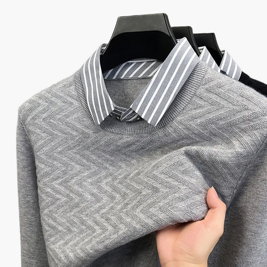 Herren Pullover mit Streifenhemdkragen – Eleganter Business Casual Look für Büro und Alltag