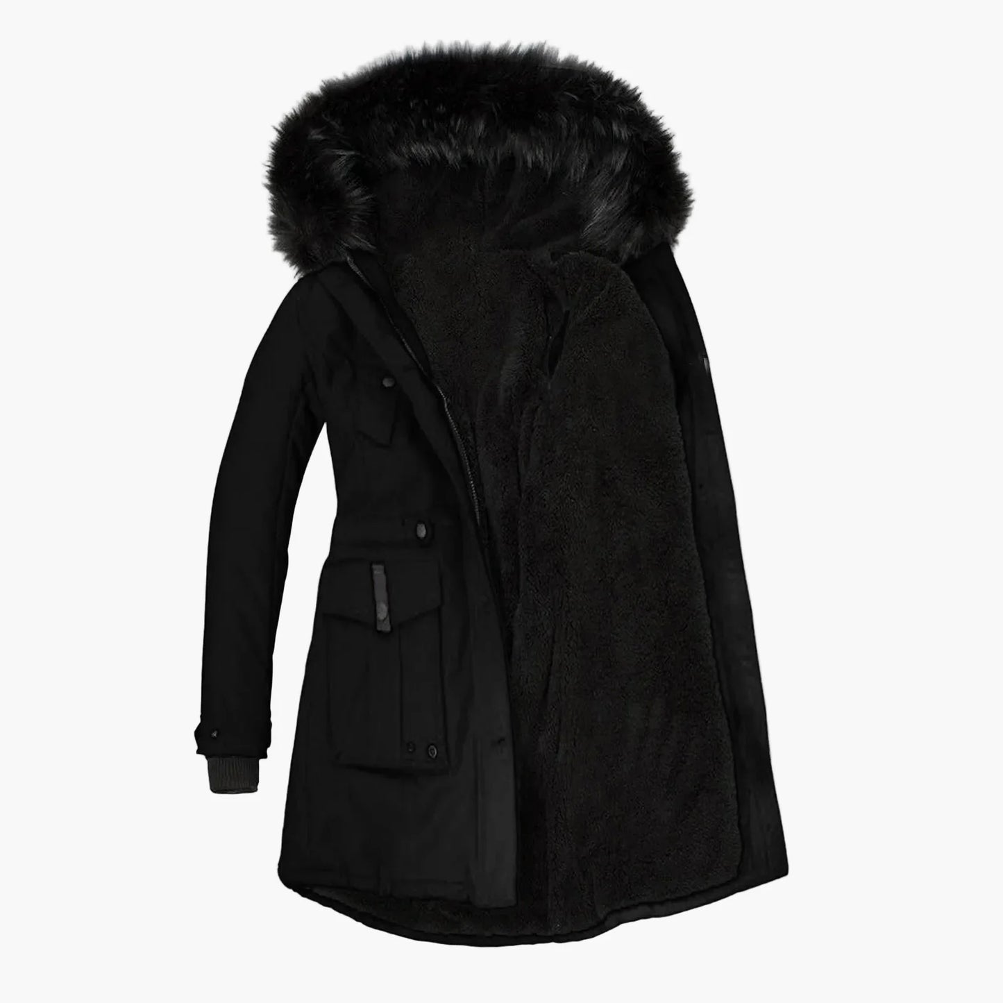 Damen Winterjacke Vintage Stil mit Kapuze und Fellkragen – Eleganter Mantel für Alltag & Freizeit