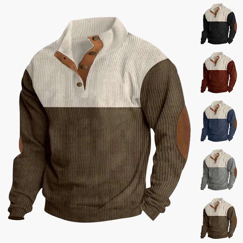 Herren Vintage Freizeitpullover mit Knopfleiste – Stilvoller Strickpullover für Alltag und Büro