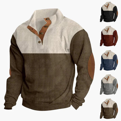 Herren Vintage Freizeitpullover mit Knopfleiste – Stilvoller Strickpullover für Alltag und Büro