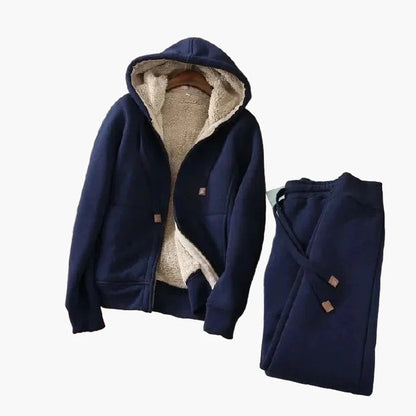 Damen Freizeit Trainingsanzug mit Kapuzenjacke und Sporthose – Lässiges Winter-Outfit für Alltag und Sport