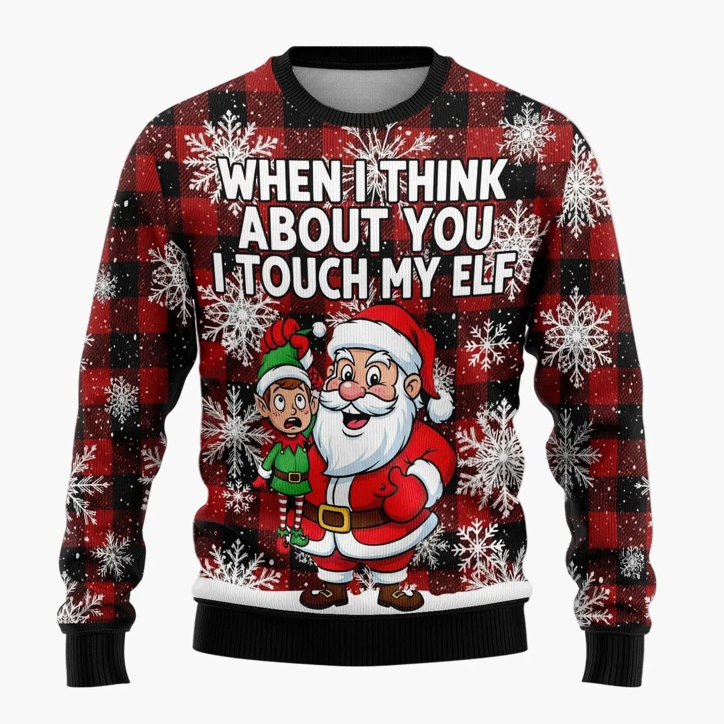 Herren Lustiger Weihnachts-Pullover Ugly Christmas Sweater mit frechem Weihnachtsmann-Motiv für Partys