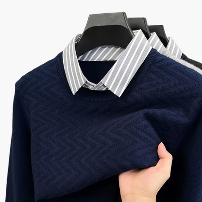 Herren Pullover mit Streifenhemdkragen – Eleganter Business Casual Look für Büro und Alltag